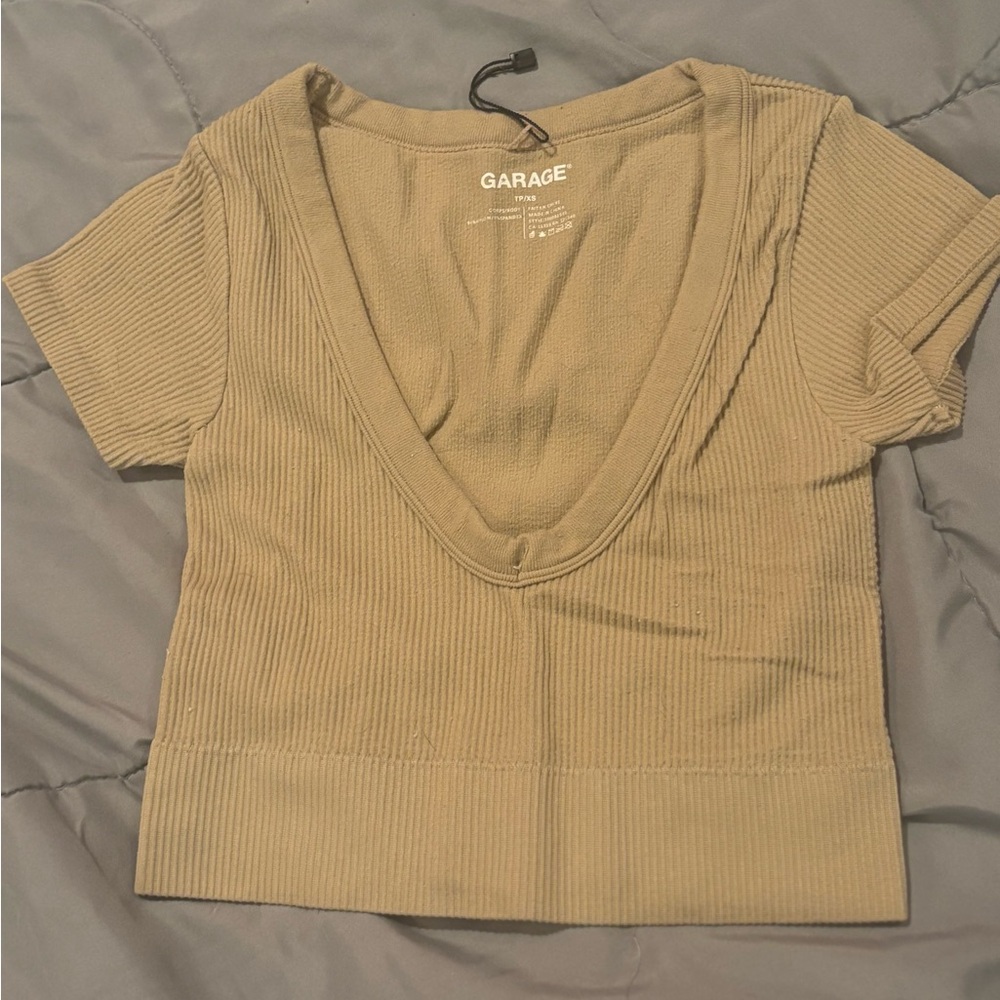 Garage Beige Ribbed Crop Top - Picture 4 of 10